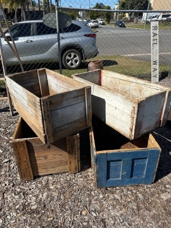 4x Vintage Wooden Crates - no top