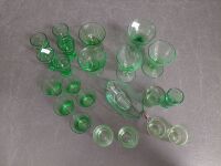 Lot of Assorted Green Glass Goblets, Shot Glasses etc - 2