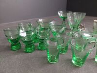 Lot of Assorted Green Glass Goblets, Shot Glasses etc - 3