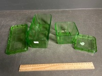 2 Uranium Glass Butter Dishes - 3