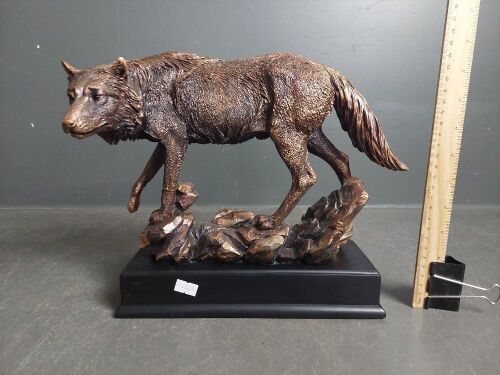 Bronze Look Resin Wolf Sculpture