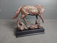 Bronze Look Resin Wolf Sculpture - 3