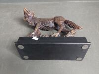 Bronze Look Resin Wolf Sculpture - 4