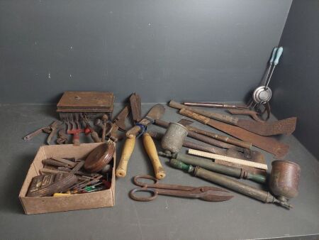 Box Lot of Vintage Tools etc.