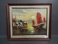 2 Asian Fishing Scene Paintings - 2