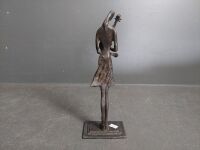 Lady with Violin Bronze Sculpture - 2