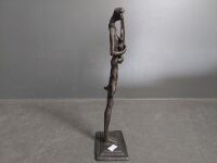 Lady with Violin Bronze Sculpture - 4