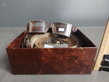 4 Vintage Leather Belts and Goggles