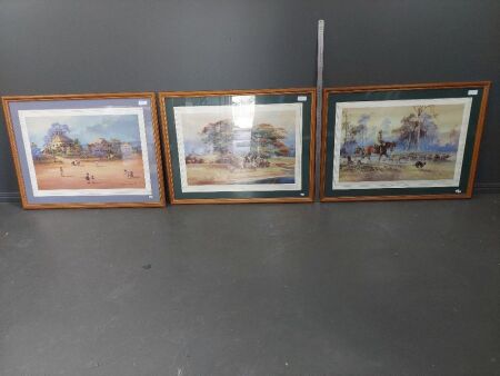 3 x Large Frames d’Arcy W Doyle Prints - Frosty Morn, Under Arm & Fair Go