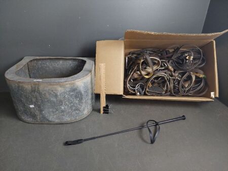 Assorted Saddlery Items - inc. bits, stirrups, feed tin etc