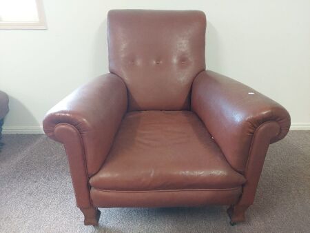 Vintage Leather/leatherette Armchair on Casters