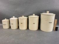 Antique Fowler Ware Stacking Salt Glazed Kitchen Cannister Set - Pressed Stamp R.Fowler Sydney