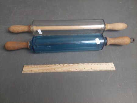 2 Vintage Glass Rolling Pins