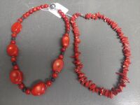 2 Red Coral Necklaces - 2