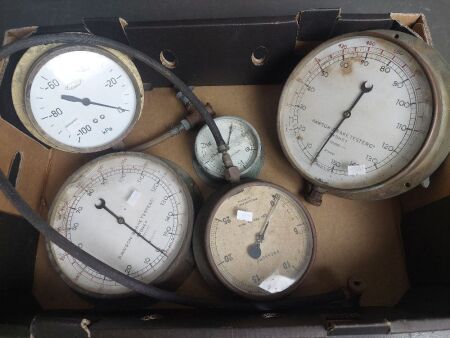 Mixed Lot of Vintage Pressure Gauges inc. Rawson Braketester & Co.