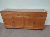 Large Wooden Sideboard with Brass Chinese Style Handles