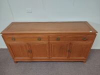 Large Wooden Sideboard with Brass Chinese Style Handles - 2