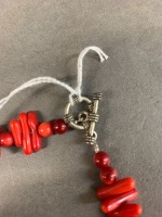 Red Coral & Silver Necklace - 2