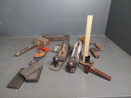 Stanley No. 5 1/2 and Stanley No. 4 Wood Planes + Assorted Tools and Sharpening Stones