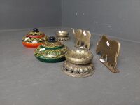 Selection of Various Paper Weights inc. Brass Elephant and Rhino - 4