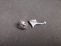 XL Silver Flower Ring - 925 with Mother of Pearl Sting Ray Pendant