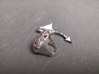 XL Silver Flower Ring - 925 with Mother of Pearl Sting Ray Pendant - 2