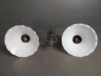 Antique Dual Hanging with Cloudy Glass Shades Graetzin-Licht D.R.P.126135 - 3