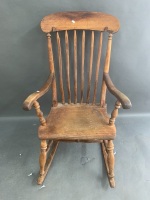 19th Century Elm & Beech Stickback Windsor Rocking Chair from Ireland - 3