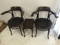 2 Vintage Bentwood Carver Chairs + Small Side Table