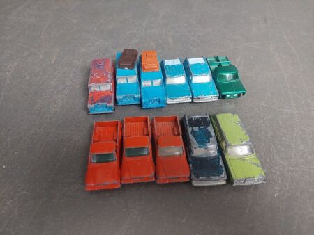 Assorted Vintage Lesney Die Cast Model Studebaker Trucks and Cars