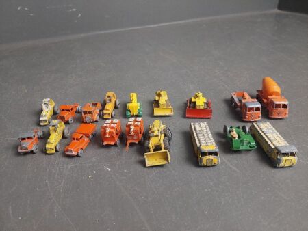 Assorted Vintage Lesney Die Cast Model Trucks, Tractors, etc