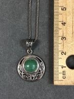 Sterling Silver Green Stone Celtic Necklace in Box - 2