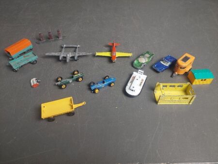 Assorted Die Cast Models Planes, Dragsters, Trailers etc