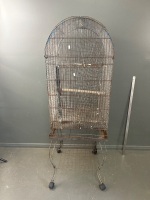 Bird cage on cast iron stand