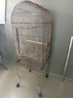 Bird cage on cast iron stand - 2