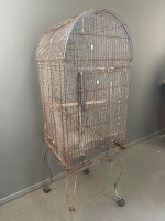 Bird cage on cast iron stand - 3