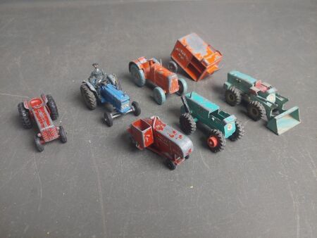 Assorted Vintage Lesney Die Cast Model Farm Machinery + 3 other English Made Models