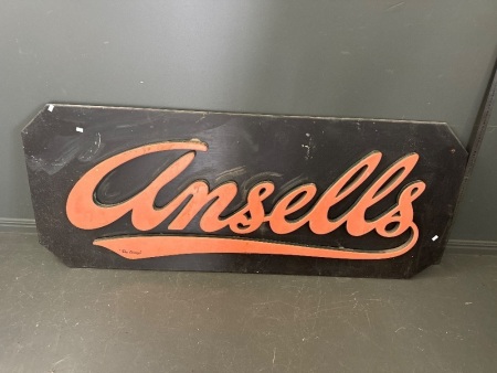 Large Vintage Plastic Ansells -The Stinger- Sign on Timber Back