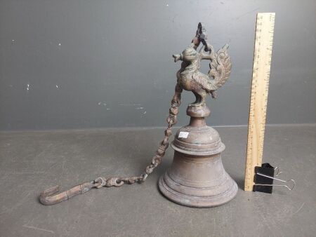 Large Bronze Tibetan Phoenix Carved Temple Bell - beautiful sound - vendors favourite