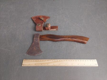 Fancy Hand Made hatchet with leather sheath