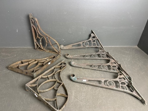 2 Pair of QR Luggage Rack Brass Brackets + 3 Other Brass Brackets