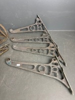 2 Pair of QR Luggage Rack Brass Brackets + 3 Other Brass Brackets - 2