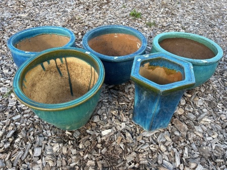 5 Assorted Glazed Pots