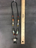 Chinese Agate, Carnelian & Jade Necklace - 2