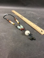 Chinese Agate, Carnelian & Jade Necklace - 4