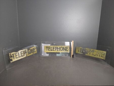 3 Glass Vintage Telephone Booth Signs