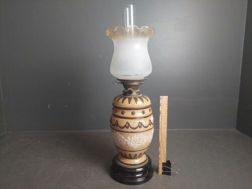 Doulton Lambeth English Pottery Oil Lamp RD. 976743 Hinks's Duplex Patent