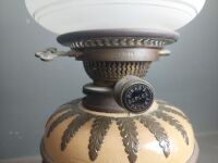 Doulton Lambeth English Pottery Oil Lamp RD. 976743 Hinks's Duplex Patent - 2