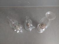 3 Clear Glass Kerosene Lamps w. Rare Marriage Lamp - 3