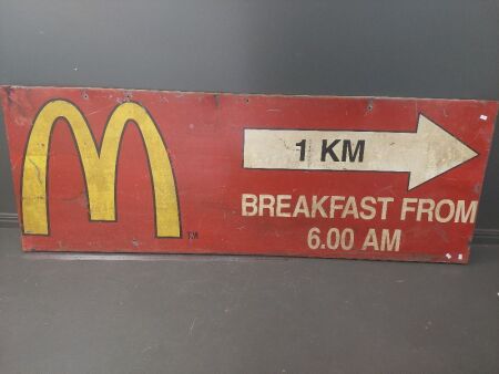 Vintage McDonald's Promotional Metal Road Sign